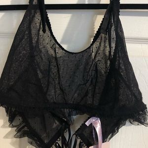 Sheer Lace Up Halter Black Bra Savage X Fenty 1X